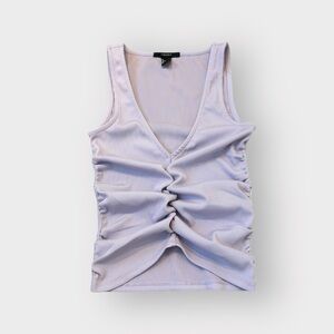 Forever 21 Lavender Purple Ribbed Ruched Cropped Tank Top